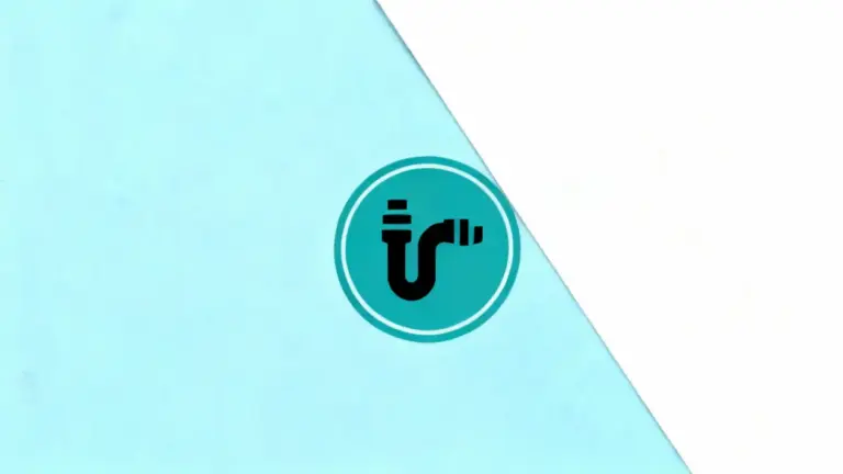 Icona stilizzata di un tubo di scarico su sfondo azzurro e bianco